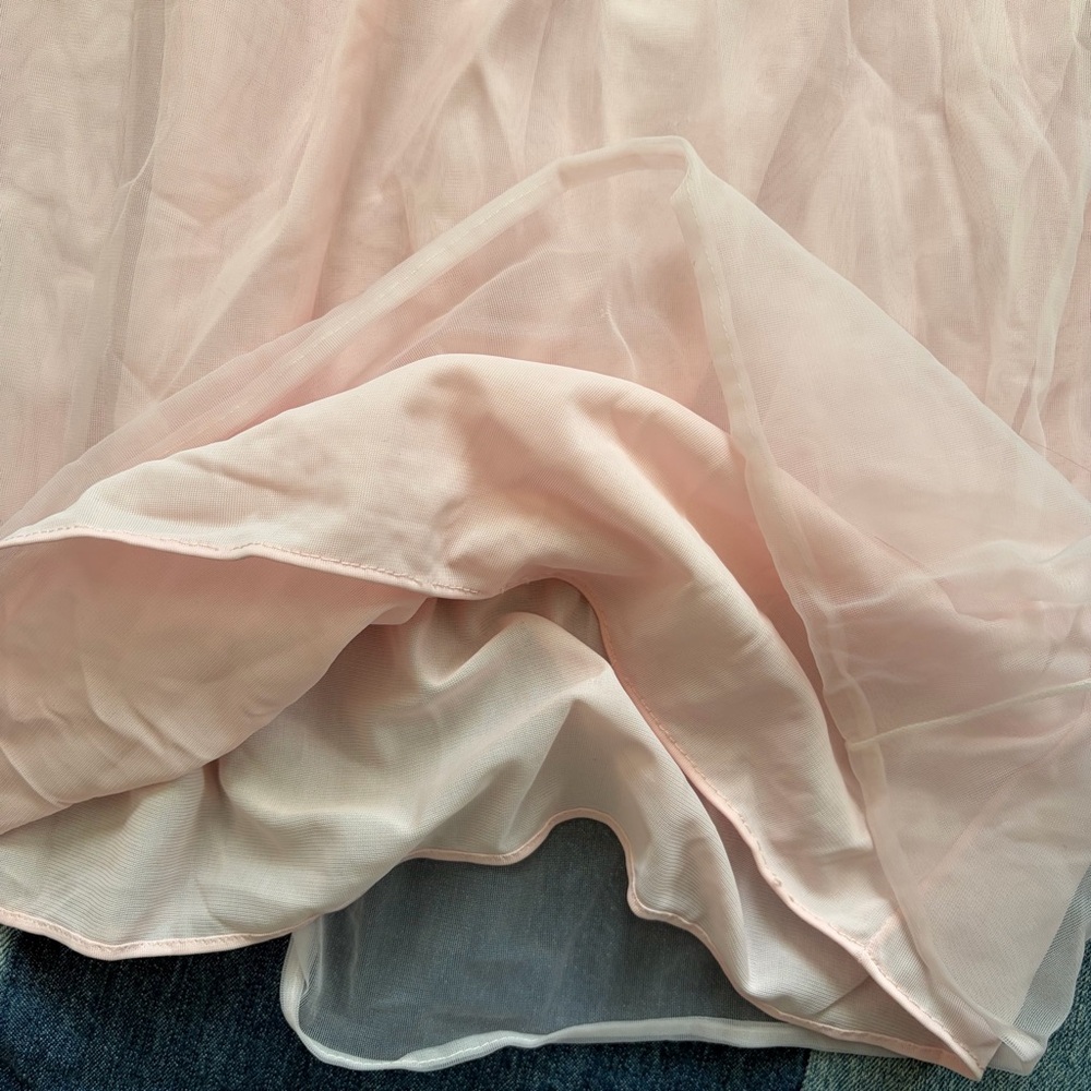 60s babydoll lace dress baby pink nightgown size M - Picture 6 of 8